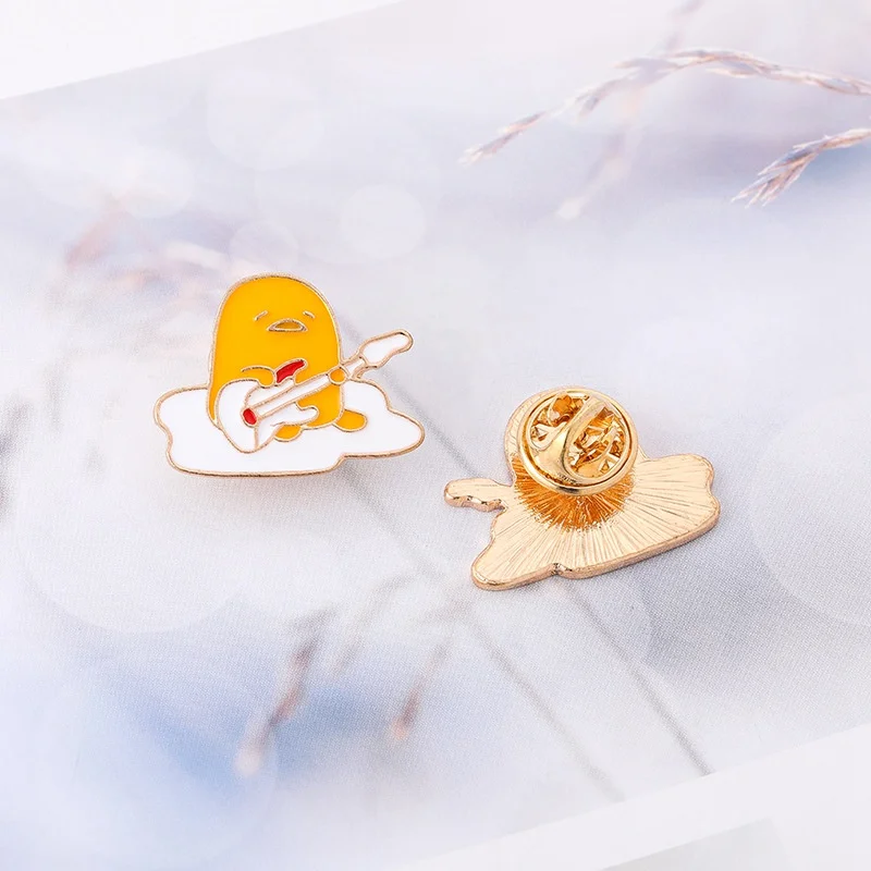 SONGDA Cute Gudetama Lazy Eggs Эмаль Булавка модная шляпа рубашка воротник и сумка Украшение Цепи Броши подарок мультфильм аниме аксессуары - Окраска металла: Style 7