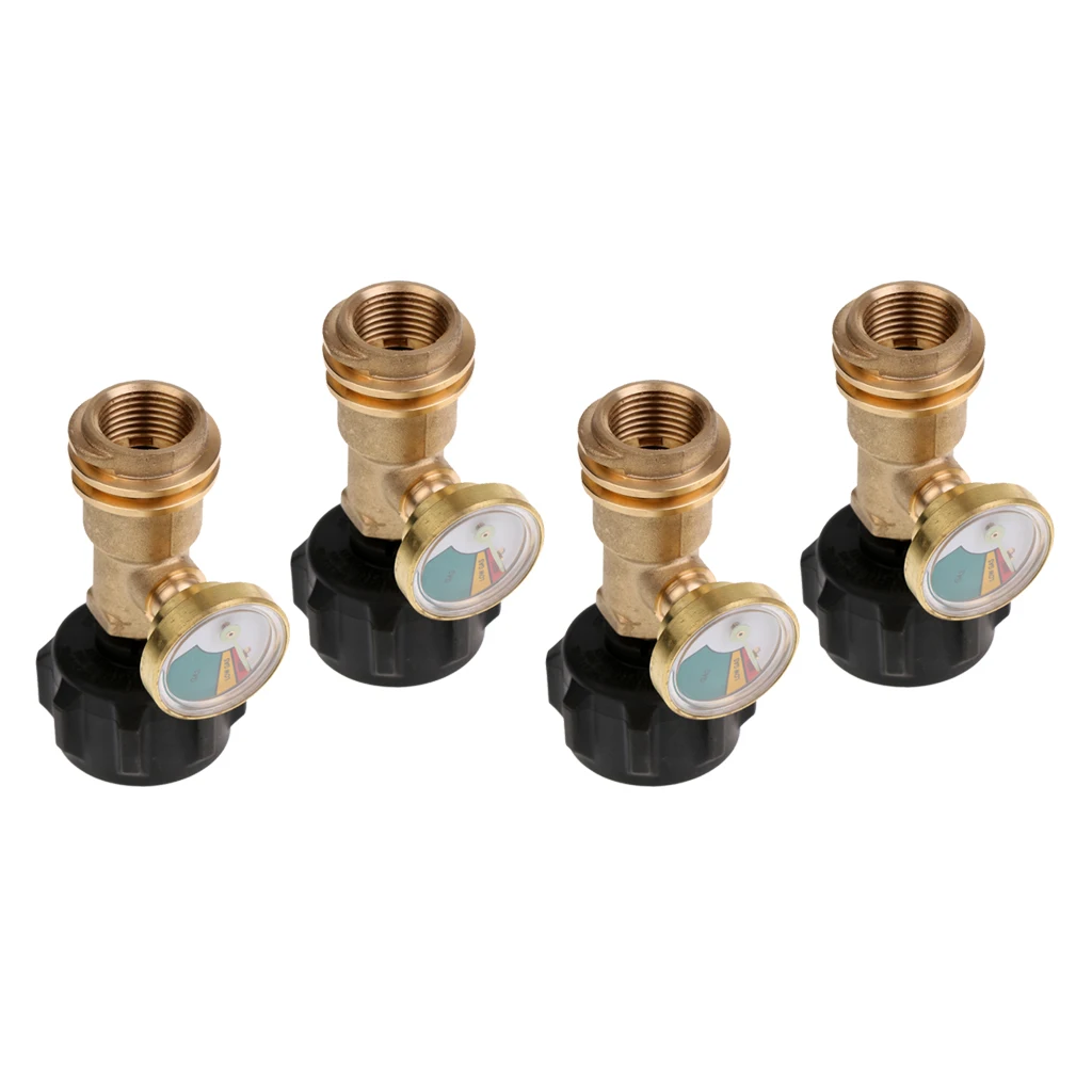 4 Propane Tank Gauge Gas Grill BBQ RV Pressure Adapter Meter Lever Indicator