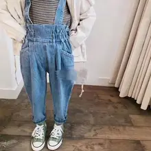 new wholesale girls denim overalls autumn fashion girls pants 2-7t HW708
