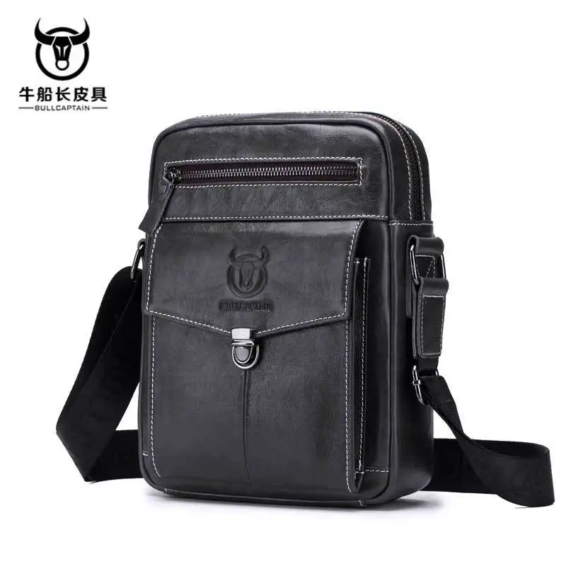 

BULL CAPTAIN Brand Genuine Leather Men's Crossbody Shoulder Bag Men Cowhide Messenger Bag Casual Business 10' Ipad Pack