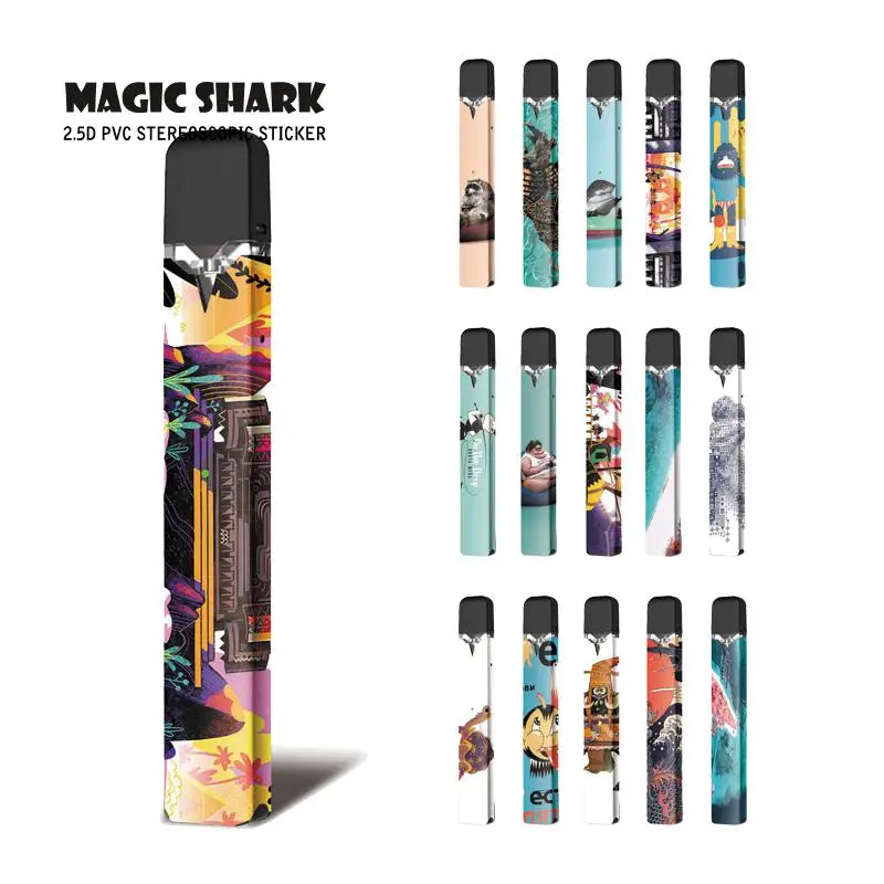 

Magic Shark Cartoon Rhinoceros On the Drop Tribal PVC Ultra Thin Film Cover Pod Case Sticker For OVNS W01 Kit No Fade