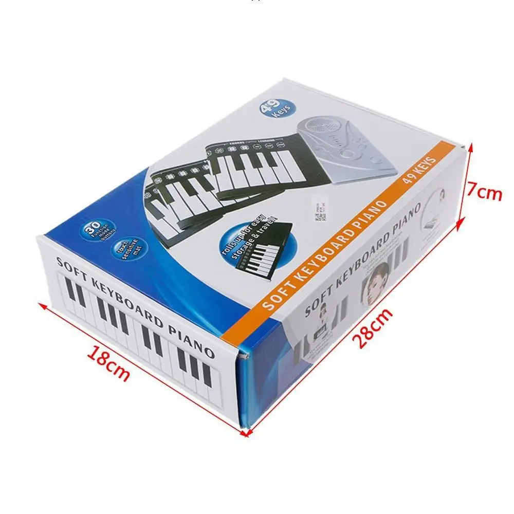  49-key horned hand roll piano portable folding keyboard can be rolled up piano children beginners p