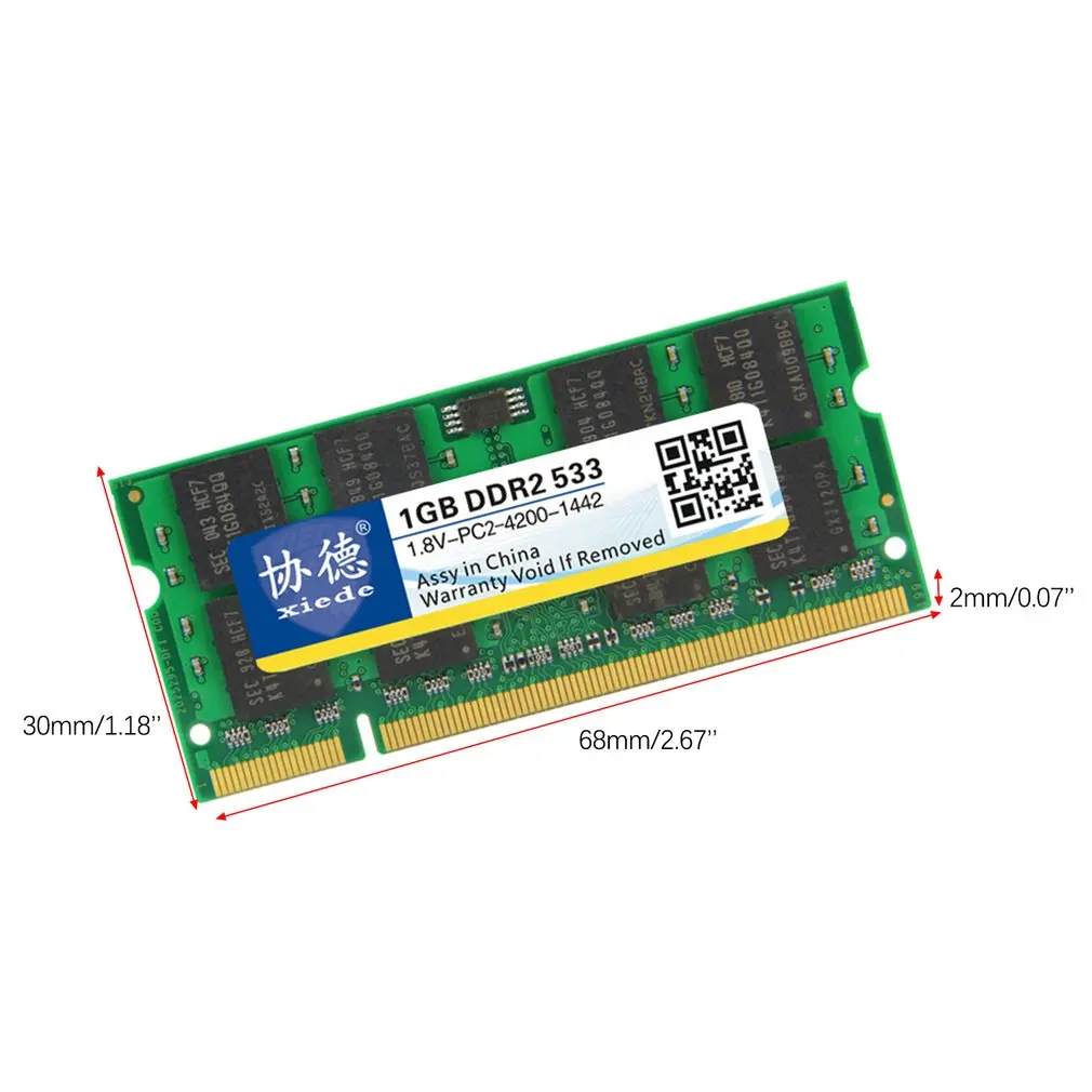 Модуль памяти для ноутбука xiede DDR2 533 1G/2G PC2-4200 совместим с процессором Intel и процессором AMD