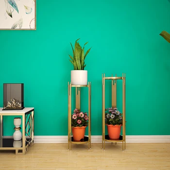 

Golden Nordic flower frame simple wrought iron floor living room flower pot holder decorative flower shelf creative