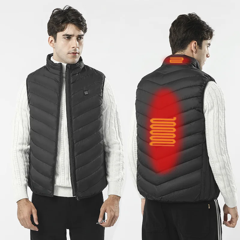 New 9 Places Heated Vest Men Women Usb Heated Jacket Heating Vest Thermal Clothing Hunting Winter Heating Jacket BlackS-6XL