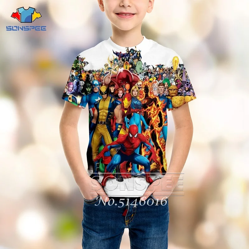 

SONSPEE Marvel Super Hero Venom Spiderman 3D Print Harajuku t shirt Summer Kid Baby Casual Short Sleeve Child Fashion tops t146
