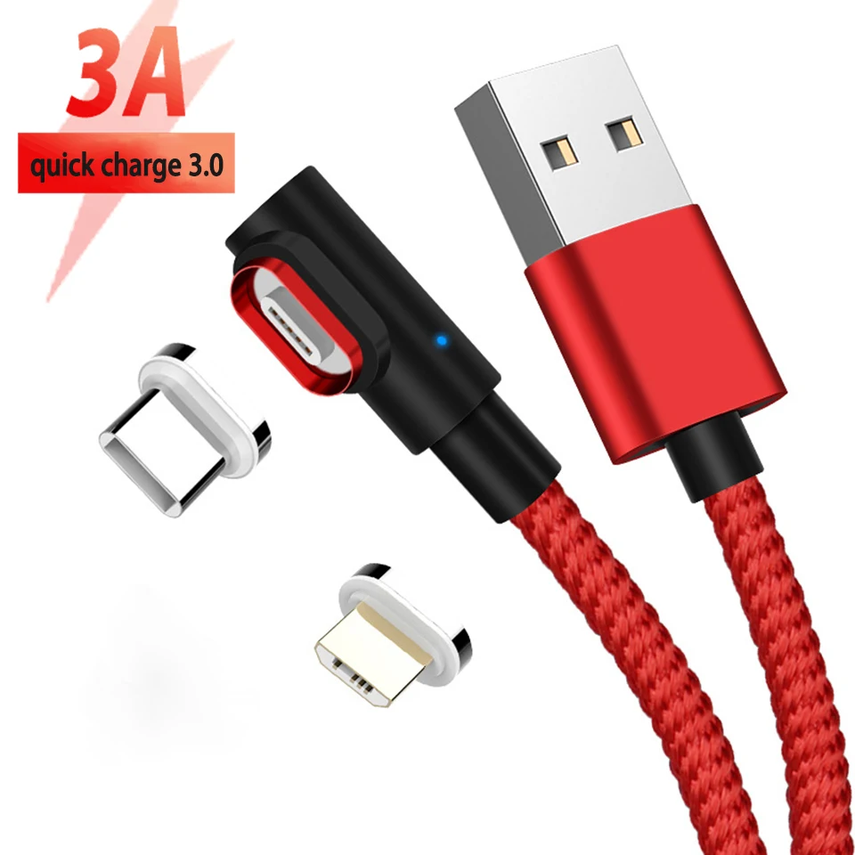 Магнитный кабель Type C 3A Micro Usb для быстрой зарядки и передачи данных Android Samsung A50 S20