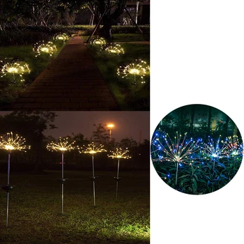 

Solar Powered Outdoor Grass Fireworks light Lamp 90 LED For Garden Lawn Landscape Lamp Holiday Light