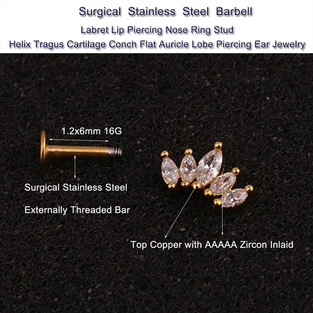 Labret Jewelry Tragus Piercing, Nose Piercing Flat Back