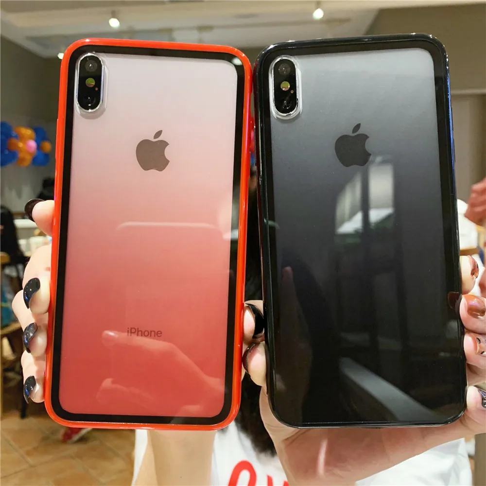 Противоударный чехол с радужной градиентной рамкой для iPhone 12 11 Pro Max XR XS 7 8 6 6s Plus