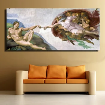 

DDHH Wall Art Classic Painting Creation Of Adam Wall Figure Picture Religion Print For Living Room Home Decor No Frame