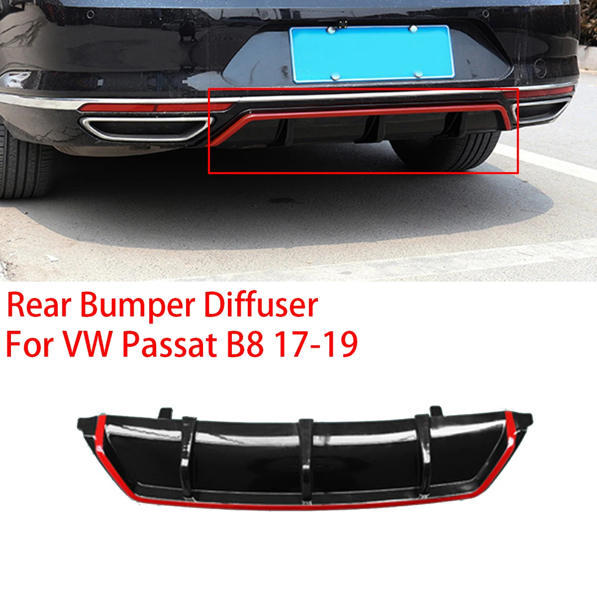 Glossy Black Car Rear Bumper Diffuser Splitter Lip Spoiler Bumper Guard