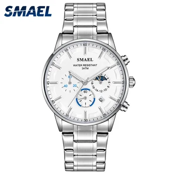 

Quartz Watches Men Stainless Steel Butterfly Buckle SMAEL Watch Mens Watches 9096 Waterproof Quartz Watches