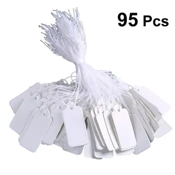 

95pcs White Marking Tags Price Tags Price Labels Display Tags with Hanging String for Product Jewelry Clothing