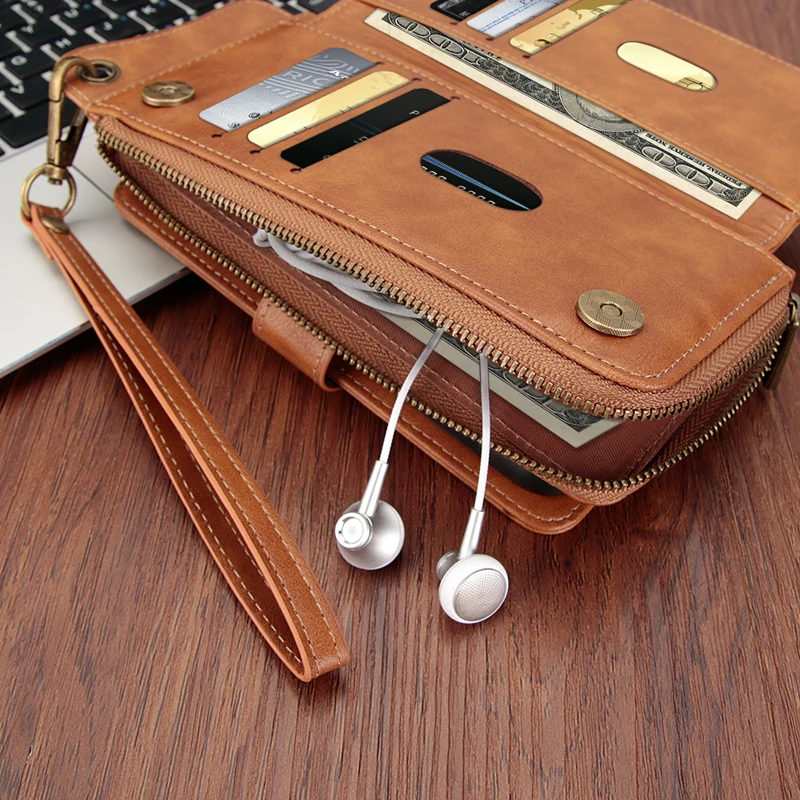 Wallet-Case-For-iPhone-7-7Plus-8-8Plus-X-Xr-Xs-Max-PU-Leather-Zipper-Card