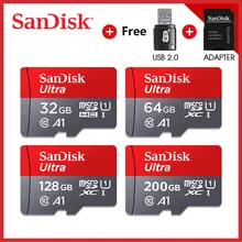 Карта Micro SD SanDisk A1 Class 10, 128 ГБ, 64 ГБ, 32 ГБ, 16 ГБ, флеш-карта памяти, карта sd, SDXC, SDHC, флеш-карта TF