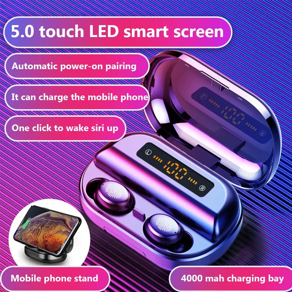 

Bluetooth 5.0 Earphones Mini Wireless Headset earphones For Samsung For Xiaomi Huawei Sports Headset LED Smart Screen