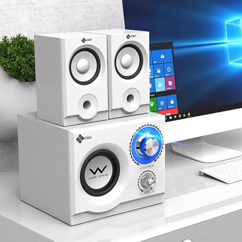 White With Bluetooth Bluetooth динамик s 4 дюйма бас 2,5 дюйма полный спектр деревянный динамик Настольный компьютер домашний сабвуфер 3D объемный стерео громкий динамик - Цвет: White With Bluetooth