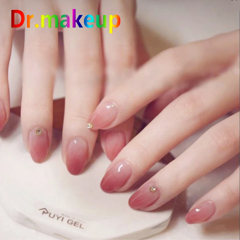 Dr.makeup 24Pcs Oval Fake Nail Clear Plastic Gradient Drill Soft Pink Decoration False Nails Candy Short Medium Long Tips | Красота и