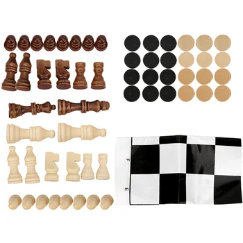 

2020 Fun Wood Chessboard Chess Pieces Draughts Set Intellectual Game for Children Adults Chess Board 25x24.8cm