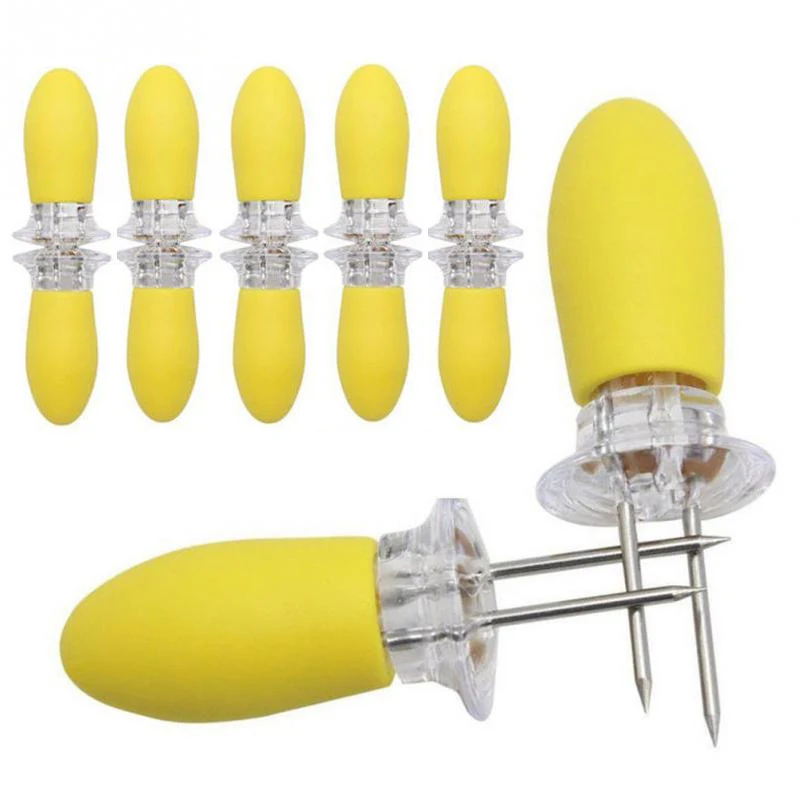 10pcs Corn Forks Heat-resistant Small Stainless Steel Corn Holders Food Forks BBQ Tool for Picnic Camping Barbecue corn fork bbq tool