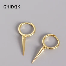 GHIDBK Punk 925 Sterling Silver Tiny Spike Hoop Earrings Goth Geometric Charm Huggie Earring Delicate Minimalist Hoops Wholesale