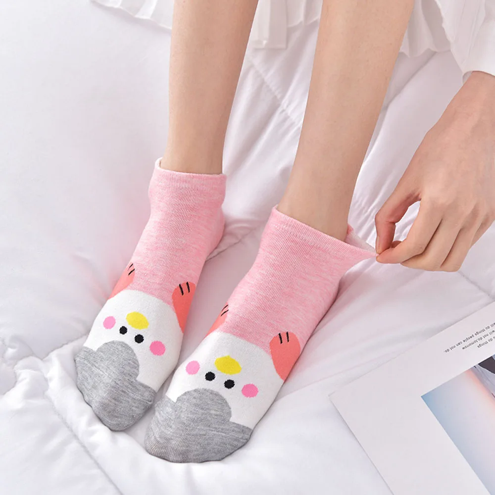 Корейские женские носки Kawaii 3D принт Harajuku животные Повседневная розовая свинья
