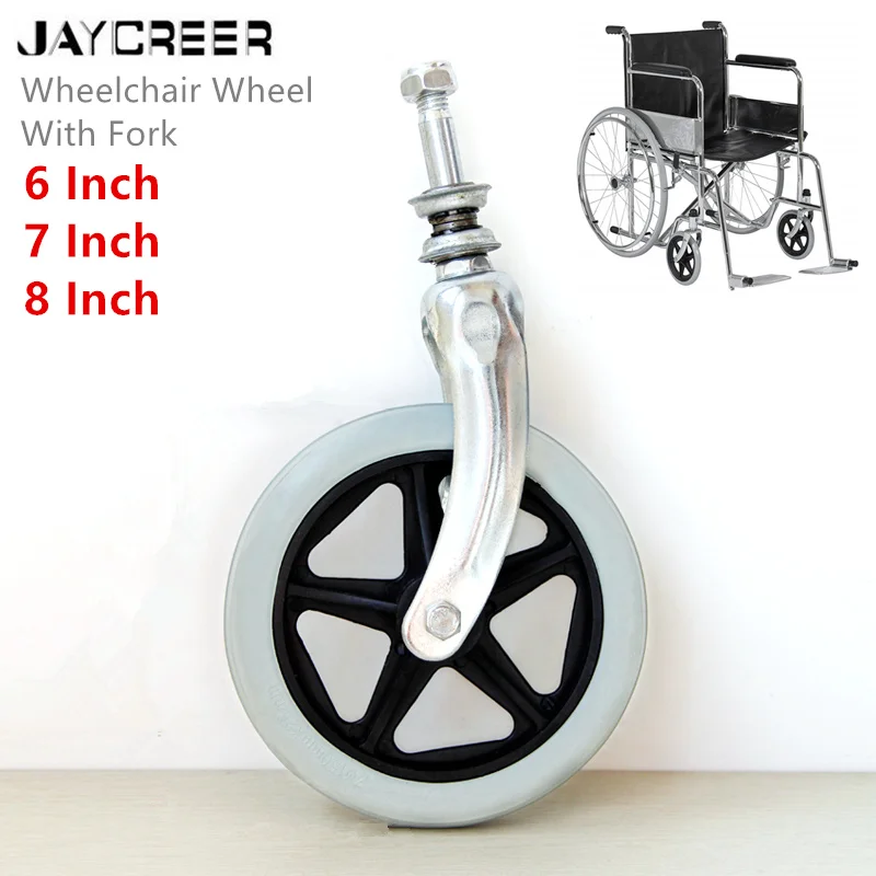 

JayCreer 6 Inch ,7 Inch,8 Inch Wheel Replacement With Fork For Wheelchairs, Rollators, Walkers And More