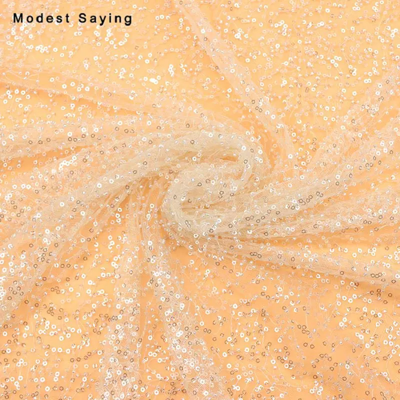 

Glitter Ivory Mermaid Fish Scales Sequins Fabric for Evening Dresses Beaded Sequins Cloth for Craft Paillette Mesh Decoration