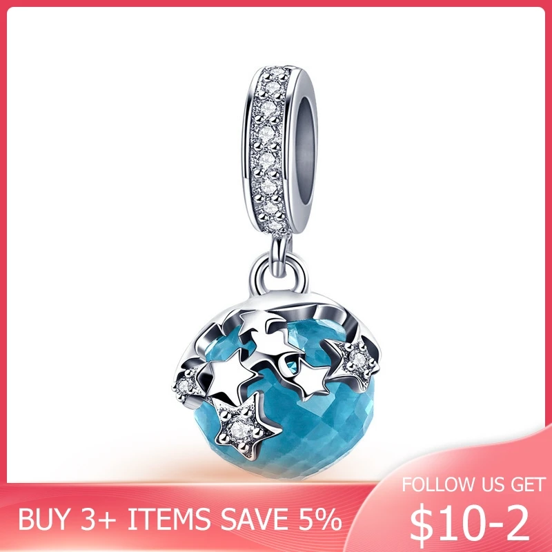 CodeMonkey высокое качество 925 пробы серебро Ослепительная звезда голубой кристалл