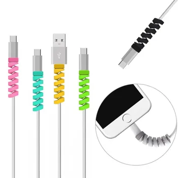

4pcs Spiral Cable Protector for IPhone Charger Protection USB Charging Cable Cord Protector Cable Management USB Cable Organizer