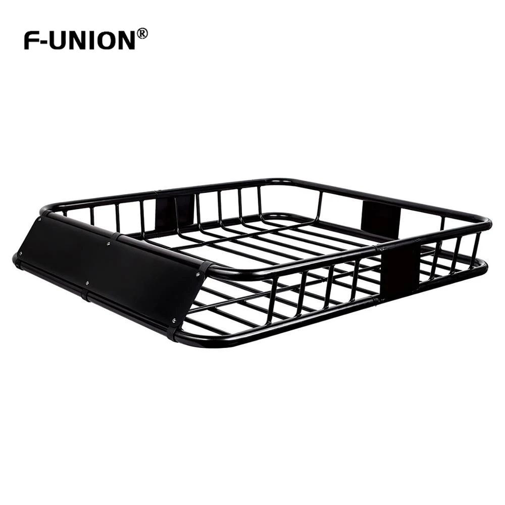 

Autobox Roof Heavy Duty Roof Mounted Cargo Basket Rack L49in X W40in Autobox Roof Top Luggage Carrier With Wind Fairing