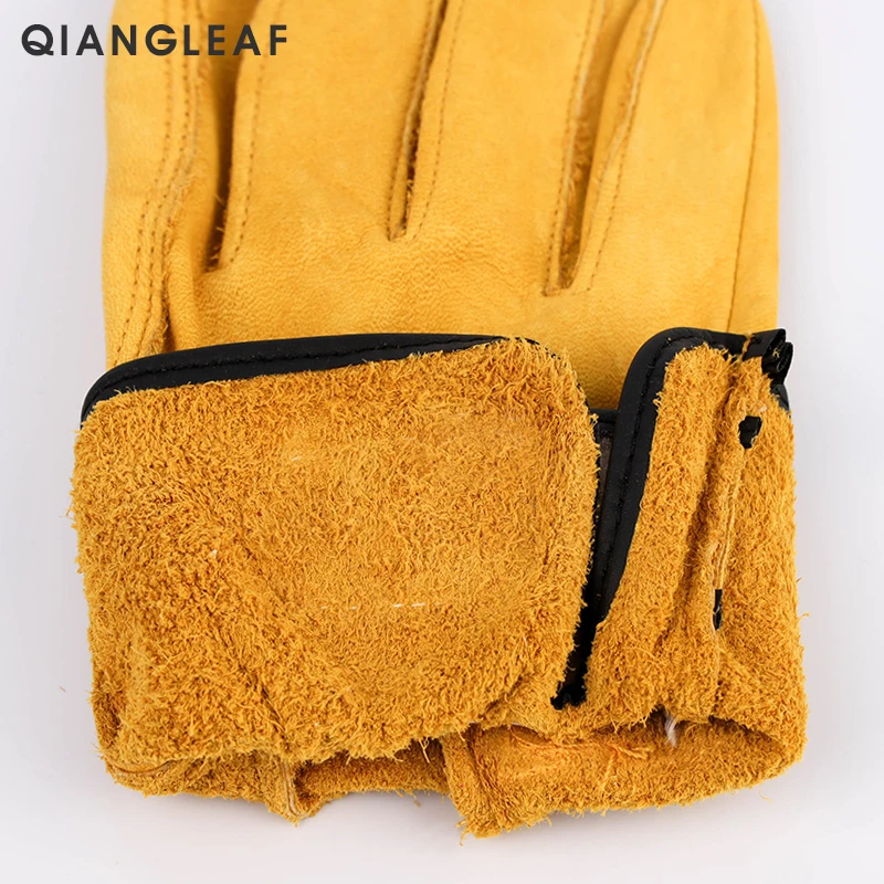 QIANGLEAF, новинка,, защитные перчатки, D Класс, свиная кожа, желтые, ультратонкие Кожаные Защитные рабочие перчатки, 527NP
