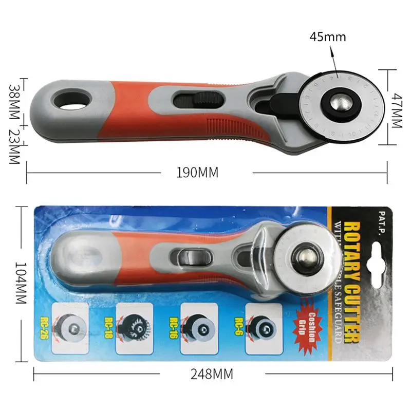 45 мм лоскутные роликовые колеса роторный круглый резак портной швейная кожа ремесло инструмент с лезвиями резки ткани бумаги