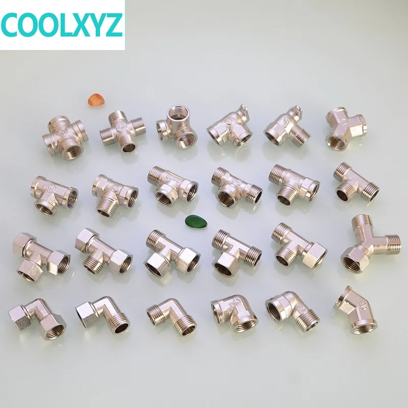 1/2IN copper plating pipe fittings stainless steel color copper live joint tee elbow tee joint Y type corner pipe fittings