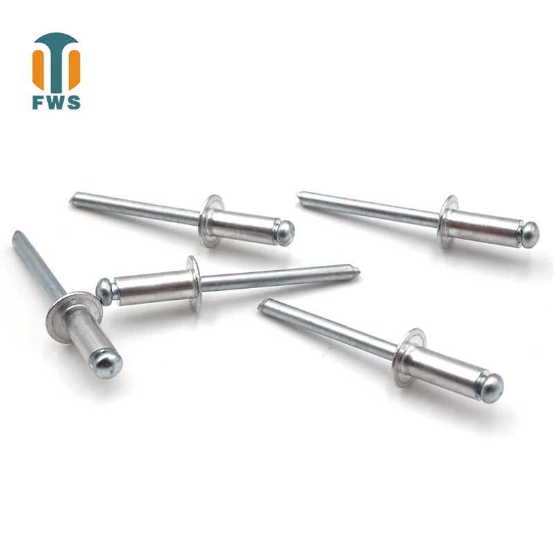 

50 PCS M5 16-25mm DIN EN ISO 15979 GB /T 12618.2 Aluminum Open End Blind Rivets With Protruding Head For Furniture Airplane