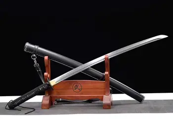 

Hand-made Samurai Katana Style Sword falchion Temper Spring Steel blade edge Wood Wrap Leather Saya
