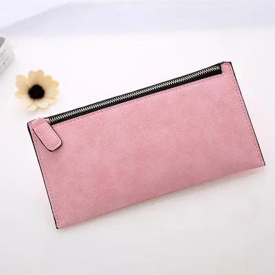 Women's Long Leather Wallet - Simple Style Coin and Card Holder
