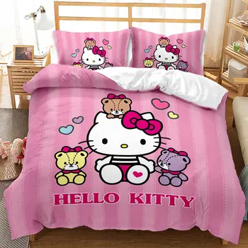 

kawaii pink bedding set kids luxury duvet cover hello kitty bedding child bedding set girls king queen twin comforter set full