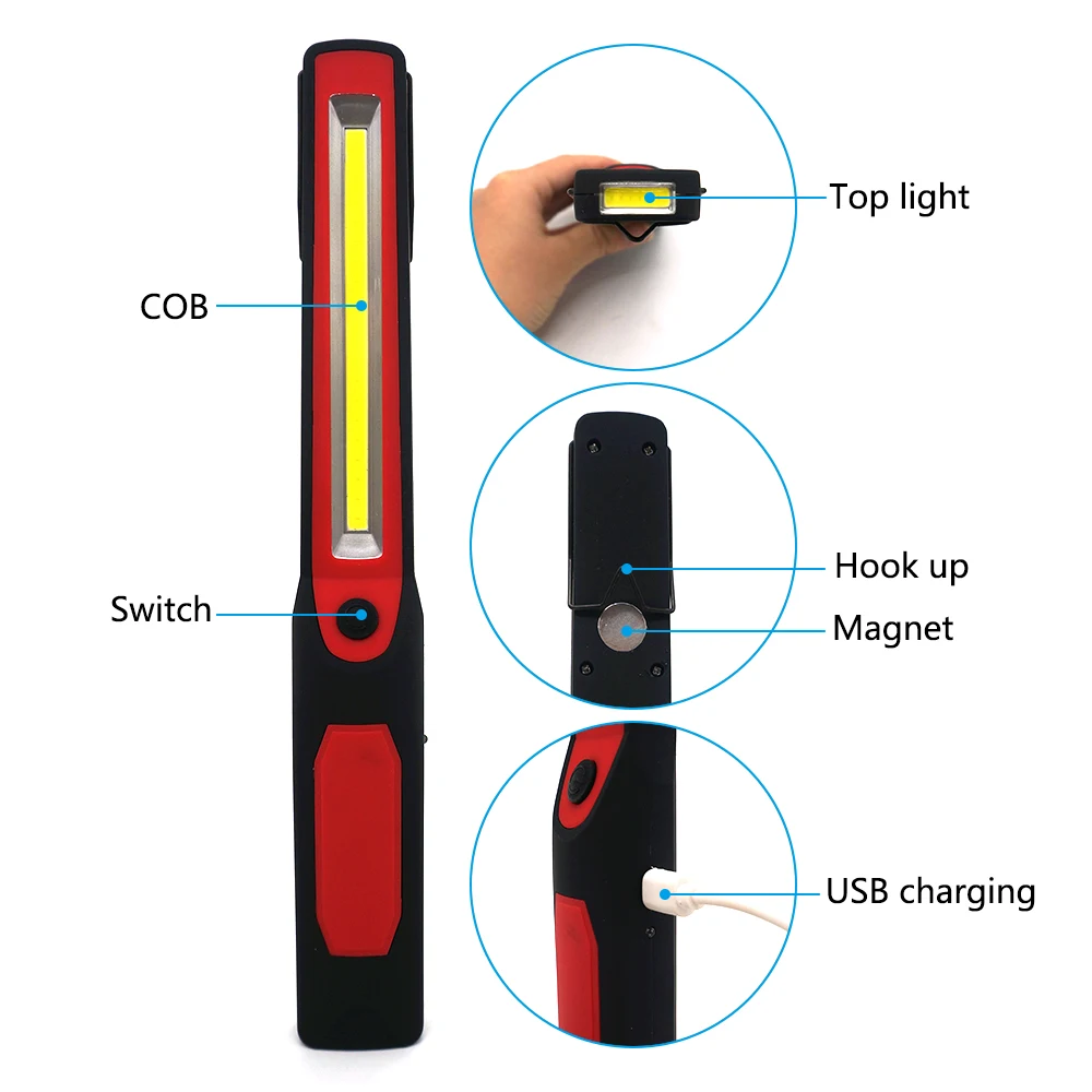 Aukelly светодиодный USB флэш-светильник COB тонкий рабочий светильник перезаряжаемый магнитный подвесной крючок портативный Точечный светильник для ремонта автомобиля