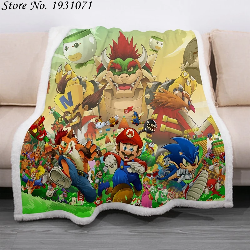 Флисовое одеяло с 3D рисунком ежа из аниме Sonic модное покрывало для кровати