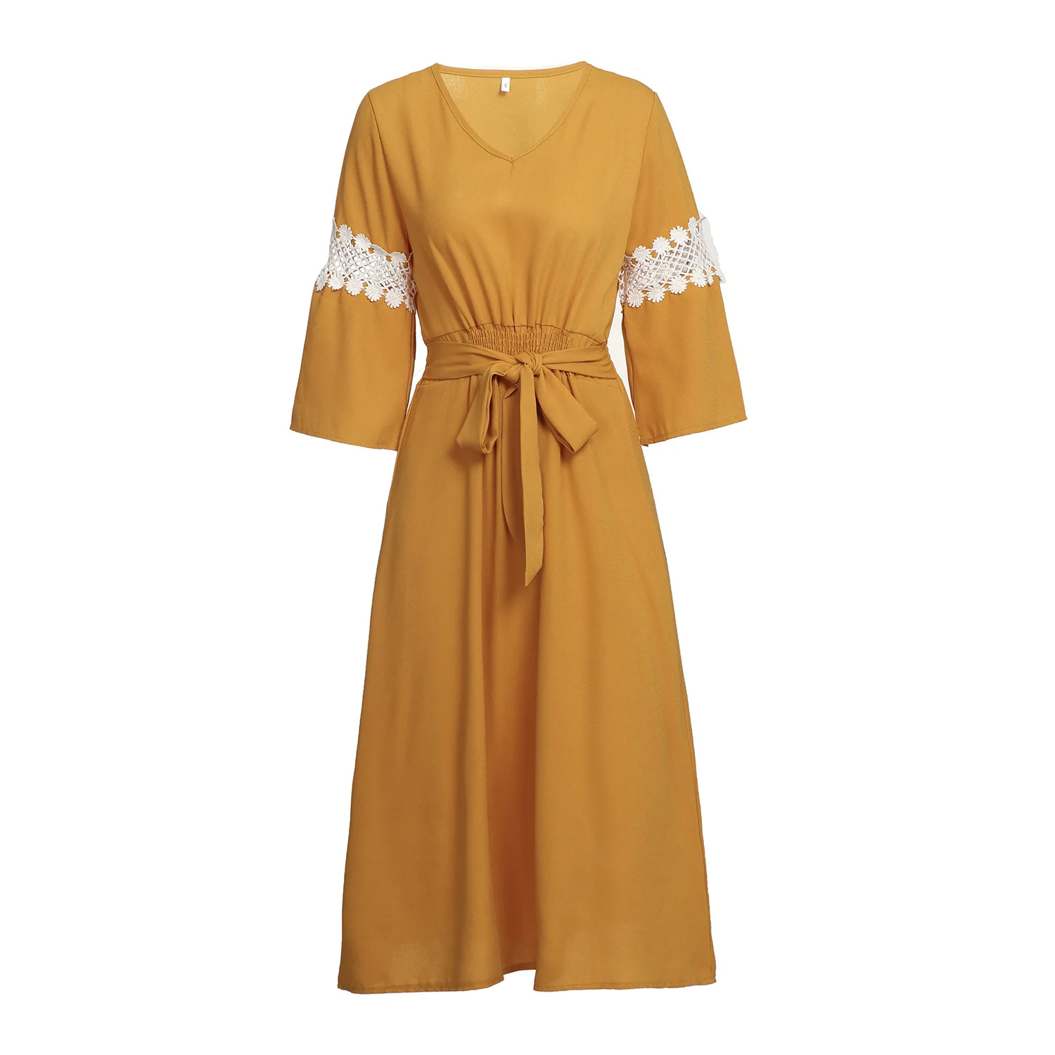 

Europe And America 2019 New Style Three-Color Joint Lace Dress