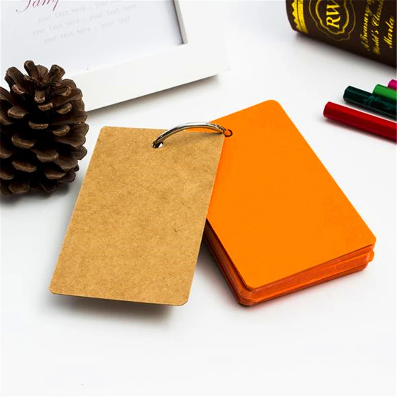 Оранжевый Candy Color Loose-leaf Blank Kraft Paper Memo Pad Portable Notepad For Word Study Card Vocabulary Card 50 Pages 90*55mm - Цвет: Оранжевый