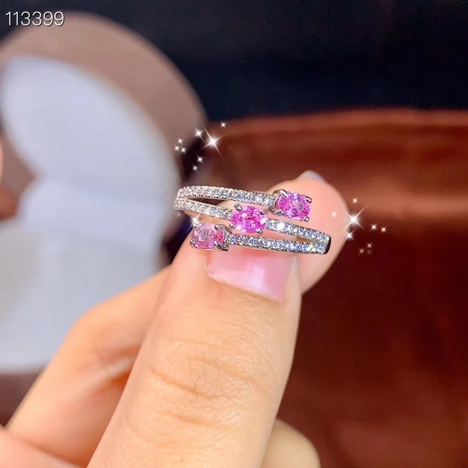 KJJEAXCMY Fine Jewelry 925 Sterling Silver Inlaid Natural Pink Sapphire New Female Ring Popular Support Test Hot Selling