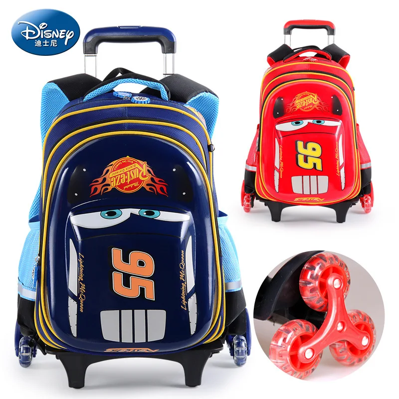

Disney primary school students genuine 3-5 grade car Lightning McQueen can climb stairs three-wheeled trolley school bag