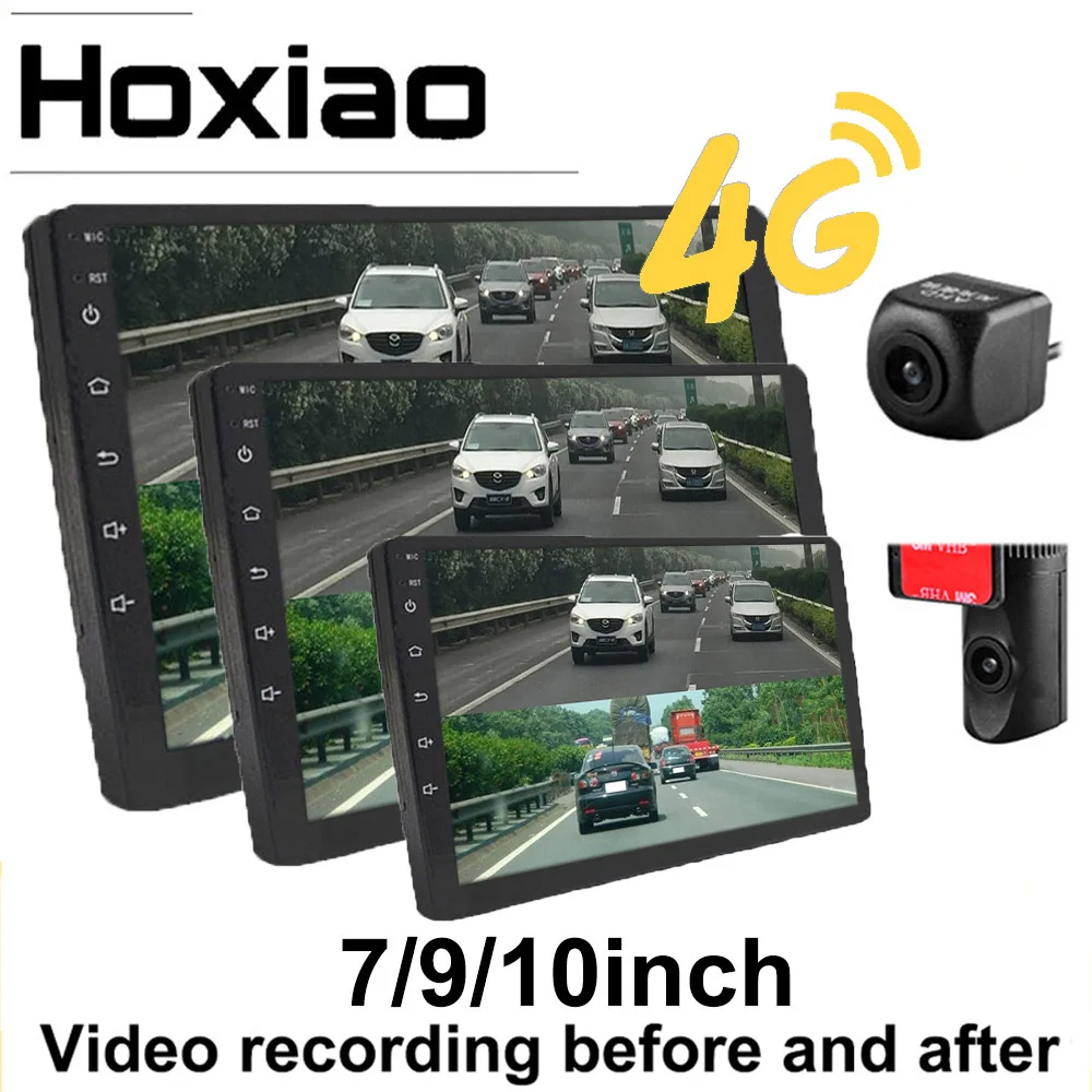 Автомобильный видеорегистратор 2 Len 7 9 10 дюймов Android с двойным объективом камера