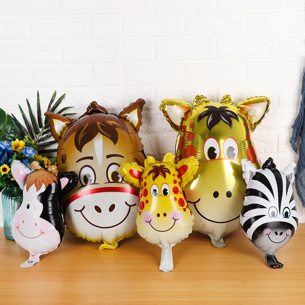 

1Pcs Jungle Animal Tiger Lion Monkey Zebra Giraffe Cow Air Helium Balloon Kids Safari Birthday Party Decor Zoo Theme Supplies