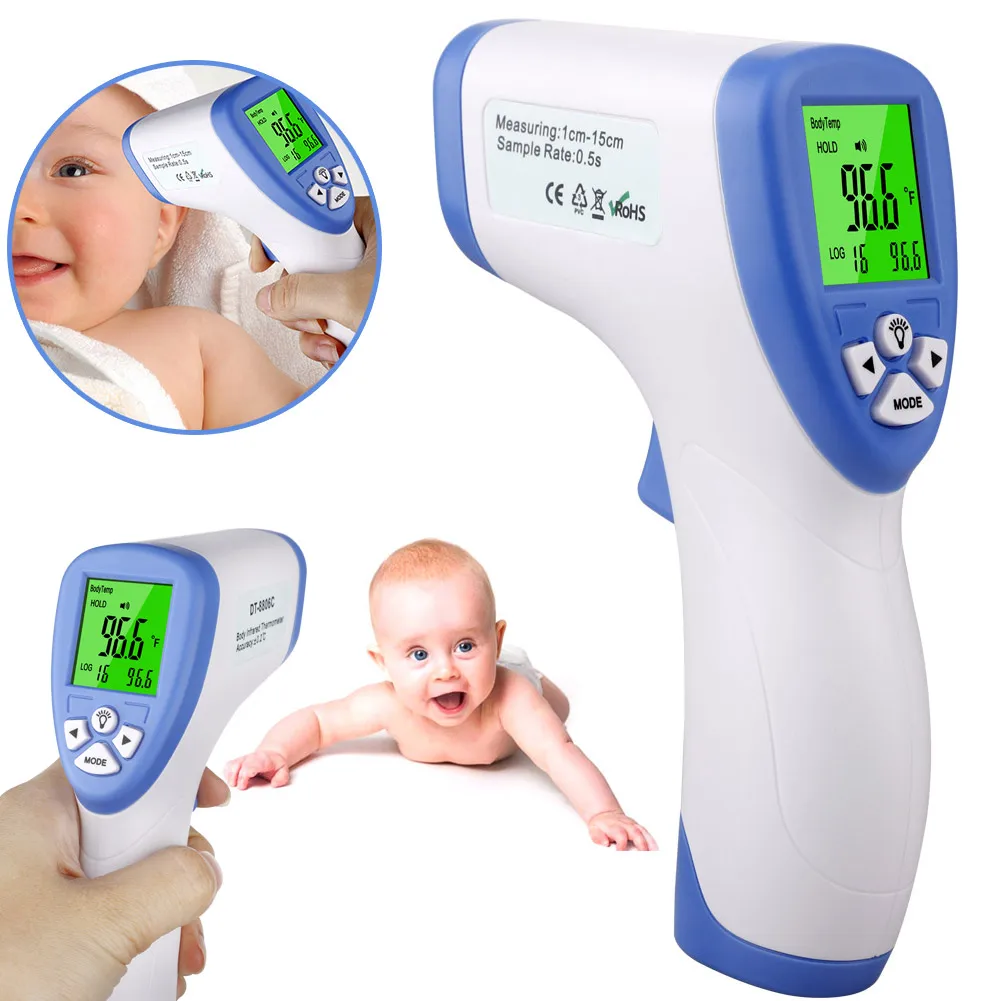 

Non-Contact Handheld Digital Temperature Gun Infrared Forehead Thermometer Body LCD Backlight Temperature Meter Tester Mar25