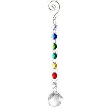 Pingente bola de cristal colorido do arco-íris, pendurar arte em vidro, decoração multicolor, casamento, 9 "longo