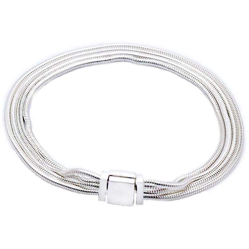 Новинка, 925 пробы, серебряный браслет, рефлексионы, мульти, змейка, цепочка, браслет, подходит для женщин, бусина, шарм, сделай сам, европейская бижутерия